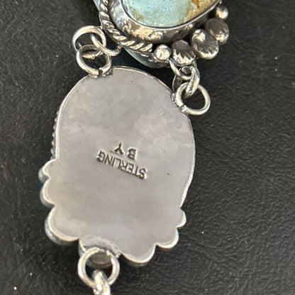Navajo Golden Hills Turquoise Lariat Necklace | Sterling Silver | Authentic Native American Handmade | 14348