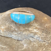 Native American Handmade Navajo Blue Turquoise Inlay Band Ring | Sz 6 | 12392
