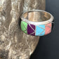 Multi-Color Blue Turquoise Gaspeite Inlay Ring | Sterling Silver | Sz 9 | 14501