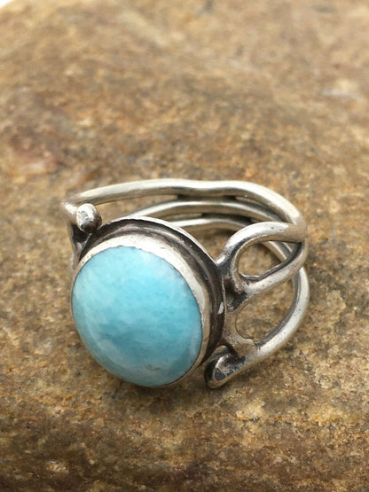 Navajo Handmade Sterling Silver Blue Turquoise Ring | Sz 6.25 | Native American | 4458
