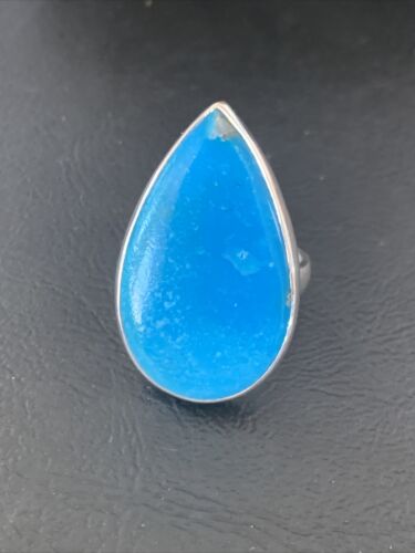 Navajo Women's Blue Kingman Turquoise Ring | Sterling Silver | Sz 9 | Authentic Native American Handmade | 11618