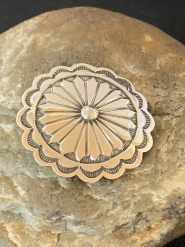 Authentic Native American Navajo Pin | Sterling Silver Stamped Design | Handmade | 1207
