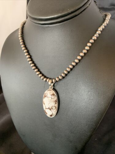 Men's Navajo Wild Horse Turquoise Necklace Pendant | Sterling Silver | Authentic Native American Handmade | 12817