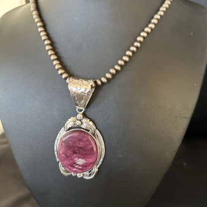 Navajo Purple Spiny Oyster Necklace Pendant | Sterling Silver | Authentic Native American Handmade | 14660
