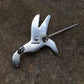 Navajo Hummingbird Pin with Coral Turquoise Inlay | Sterling Silver | Authentic Native American Handmade | 2901