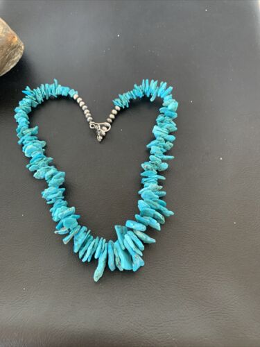 Navajo Pearls Necklace | Sterling Silver | Sleeping Beauty Kingman Turquoise | 18" | 1773