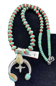Navajo Blue Ribbon Boulder Turquoise Naja Pendant Necklace | Sterling Silver | 1436