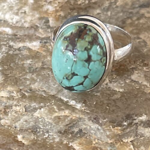 Navajo Spiderweb Blue Turquoise Ring | Sterling Silver | Sz 6.5 | Authentic Native American Handmade | 11439