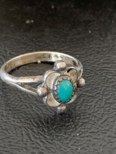 Navajo Green Turquoise Ring | Sterling Silver | Sz 5.5 | Authentic Native American Handmade | 10786