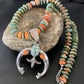 Navajo Pearl Sterling Silver Necklace with Royston Turquoise & Spiny Oyster Naja Pendant | 11579
