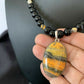 Men's Navajo Pearls Onyx Bumblebee Jasper Necklace Pendant | Sterling Silver | Native American Handmade | 10323