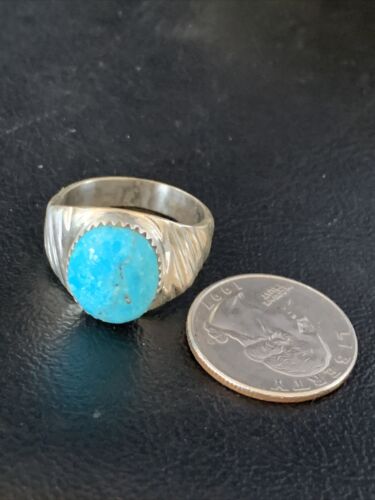 Navajo Blue Kingman Turquoise Ring | Sterling Silver | Sz 11 | Authentic Native American Handmade | 14146