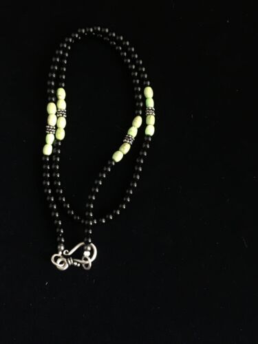 Native American Design Black Onyx Men's Necklace | Sterling Silver | 18" | 10014