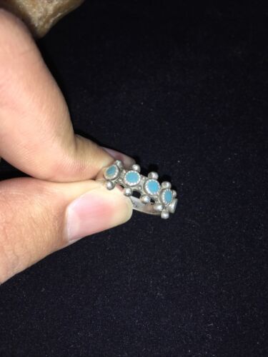Navajo Women's Blue Turquoise Ring | Sterling Silver | Sz 6.25 | Authentic Native American Handmade | 01785