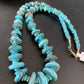 Navajo Pearl Graduated Sterling Silver Necklace with Natural Blue Turquoise | Authentic Native American | 22" | 10460