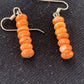 Native American Navajo Orange Spiny Oyster Bead Earrings | Sterling Silver | 13057