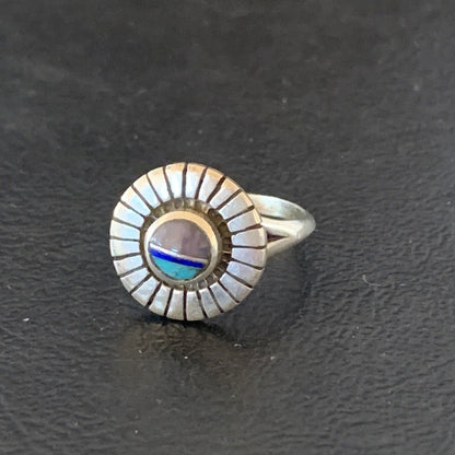 Navajo Blue Turquoise Sugilite Inlay Ring | Sz 6.5 | Sterling Silver | Authentic Native American Handmade | 11191