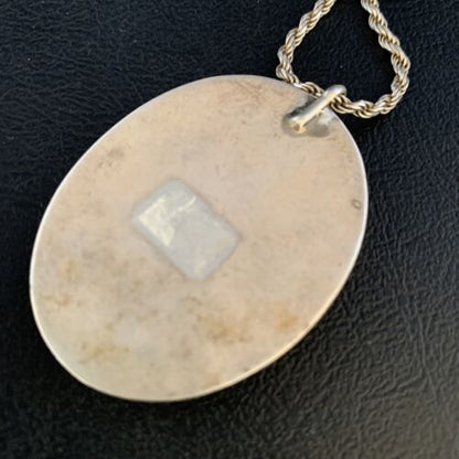 Men's Navajo Pearl White Buffalo Turquoise Pendant | Sterling Silver Necklace | Authentic Native American | 13741