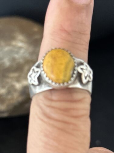 Southwestern Navajo Yellow Bumble Bee Jasper Ring | Sterling Silver | Sz 7 | 14266