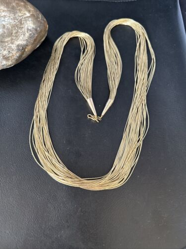 Southwestern Liquid Gold Heishi Necklace | 30 Strands | Sterling Silver Tubes | 30" | 14711