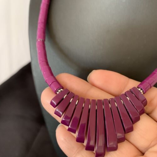 Navajo Purple Sugilite Heishi Necklace | Sterling Silver Tube Fan | 20" | Authentic Native American Handmade | 10472