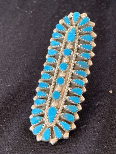 Navajo Blue Turquoise Cluster Ring | Authentic Native American Sterling Silver | Multi-Stone | Sz 7 | 506