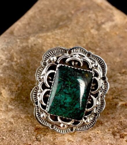Navajo Spiderweb Turquoise Sterling Silver Men's Ring | Sz 11 Signed | Southwestern Native American | 3463