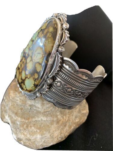 Native American Men's Navajo Spiderweb Turquoise Cuff Bracelet | Sterling Silver | 1272