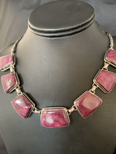 Lariat Necklace with Purple Spiny Oyster Choker Pendant | Sterling Silver | 20" | 13791