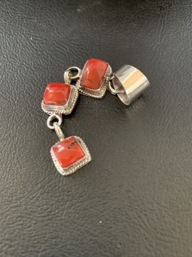 Navajo Red Coral Multi-Stone Pendant Necklace | Authentic Native American Sterling Silver | Multi-Stone | 13243