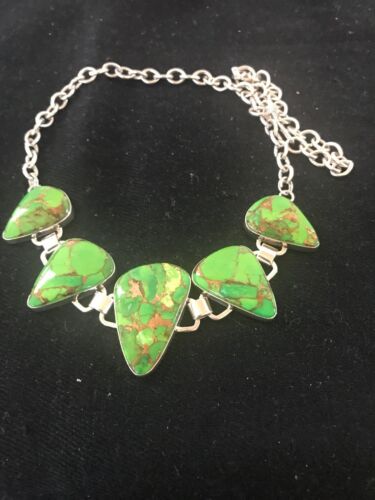 Southwestern Green Mojave Turquoise Necklace | Sterling Silver | 18" | 3692