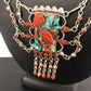 Zuni Turquoise Coral Necklace | Collectible Sterling Silver Pendant | Native American Handmade | 315
