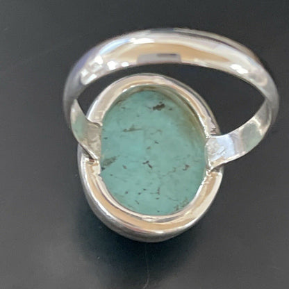 Navajo Spiderweb Blue Turquoise Ring | Sterling Silver | Sz 6.5 | Authentic Native American Handmade | 11443