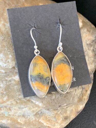 Native American Women's Navajo Bumblebee Jasper Earrings Set | Sterling Silver | 1565