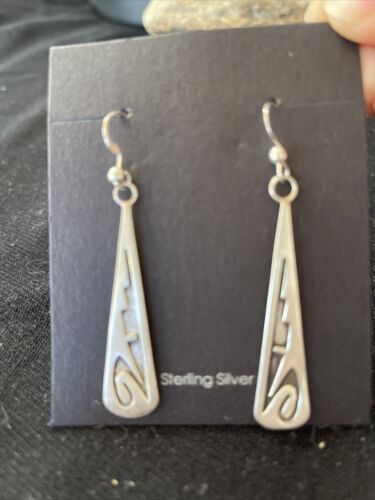Native American Hopi Sterling Silver Dangle Earrings | Handmade | 01507
