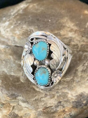 Navajo Kingman Turquoise Multi-Stone Ring | Authentic Native American Sterling Silver | Sz 11 | 14177