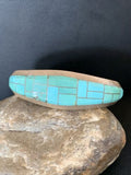 Native American Men's Bracelet | Sterling Silver Blue Kingman Turquoise Inlay | 12099