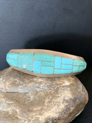 Native American Men's Bracelet | Sterling Silver Blue Kingman Turquoise Inlay | 12099