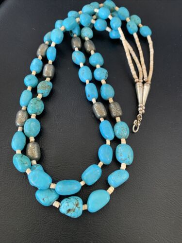 Native American Santo Domingo Shell Nugget Turquoise Necklace | 26" | Authentic Handmade | 12000
