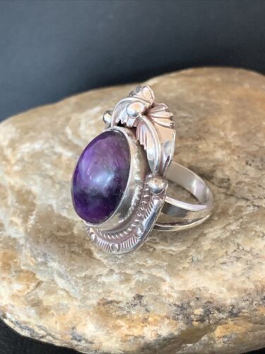 Native American Navajo Sterling Silver Purple Sugilite Ring | Sz 10 | 10444