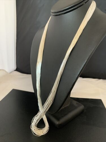 Southwestern Liquid Silver Heishi Necklace | 30 Strands | Sterling Silver Tubes | 26" | 02215