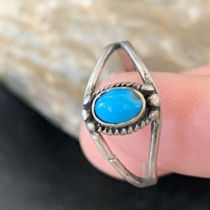 Southwestern Old Pawn Navajo Blue Turquoise Ring | Sterling Silver | Sz 9.5 | 10772