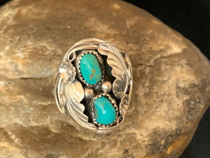 Navajo Kingman Turquoise Multi-Stone Ring | Authentic Native American Sterling Silver | Sz 11 | 14175