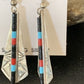 Navajo Multi-Color Turquoise Coral Lapis Inlay Earrings | Sterling Silver | 1.5" | 1710