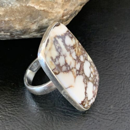 Native American Women's Navajo Wild Horse Turquoise Ring | Sterling Silver | Sz 7.5 | 10489
