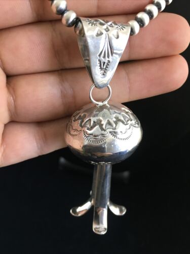 Navajo Sterling Silver Necklace | Large Naja Pendant 4" | Authentic Native American Handmade | 1673 - Masha USA
