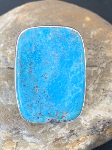 Southwestern Navajo Blue Kingman Turquoise Ring | Sterling Silver | Sz 8 | 11567