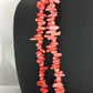Navajo Native American Coral 2-Strand Bamboo Necklace | Sterling Silver | Southwestern 3253