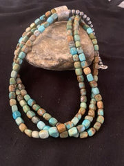 Navajo Green Turquoise Necklace | Sterling Silver | Authentic Native American Handmade | 00610