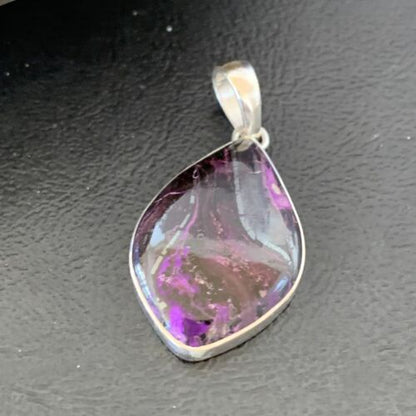 Navajo Purple Sugilite Pendant | Sterling Silver Pearls | 1.50" | Authentic Native American Handmade | 10928